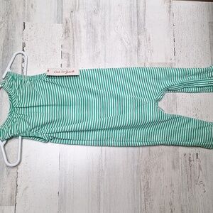 Cat and Jack Size 6-9 months Short Sleeves Romper Long Green Stripes